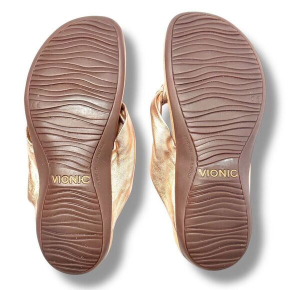 Vionic Rest Pippa Toe Post Sandals Leather Knot Flip Flops Orthotic Support Sz 8 - Picture 4 of 8